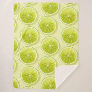 Lime Slices on Light Yellow Sherpa Blanket