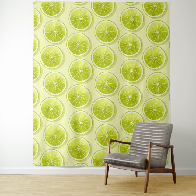 Lime Slices on Light Yellow Tapestry (In Situ)