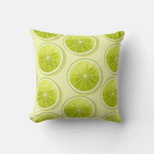 Lime Slices on Light Yellow Throw Pillow