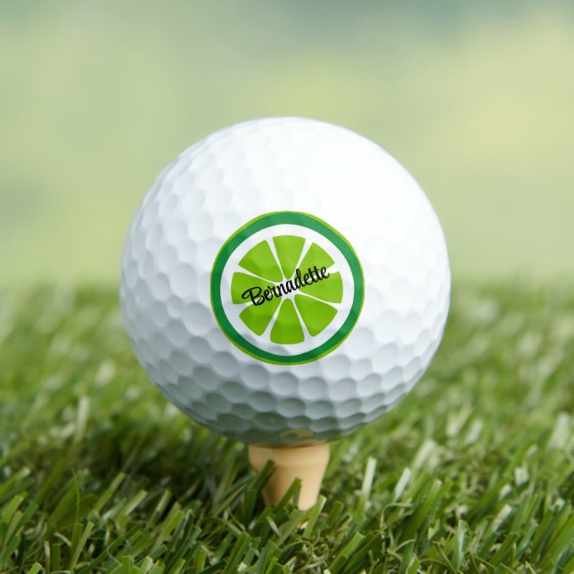 Lime Slices on White Citrus Summer Personalized Golf Balls (Insitu Tee)