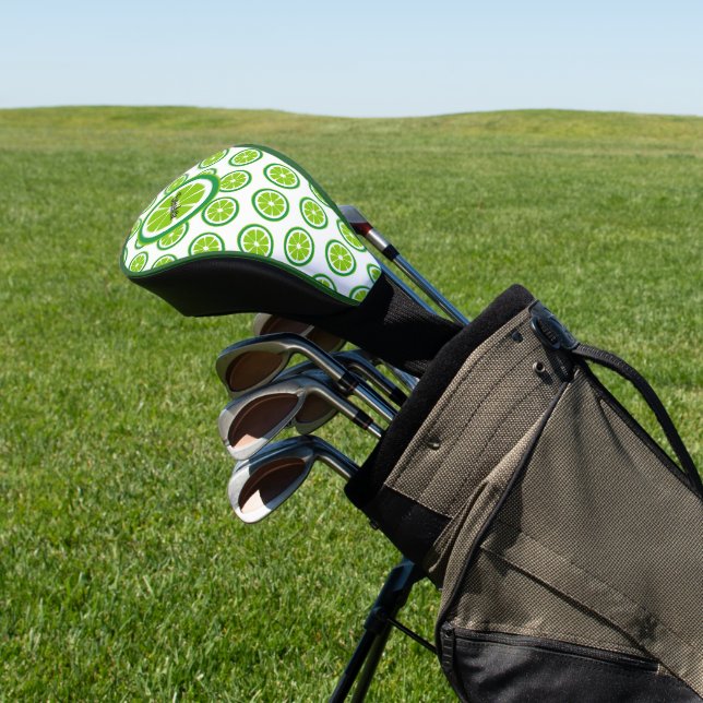 Lime Slices on White Citrus Summer Personalized Golf Head Cover (In Situ)