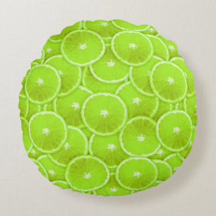 Lime slices round pillow
