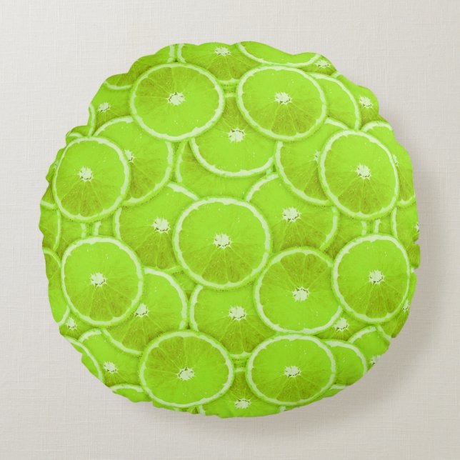 Lime slices round pillow (Front)