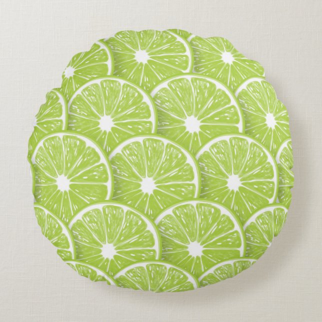 Lime slices round pillow (Front)