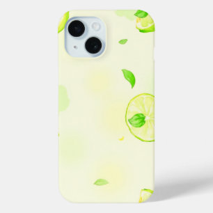 Lime Slices Watercolor Pattern Green Citrus Art iPhone 15 Case