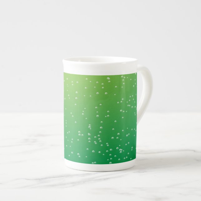 Lime Soda with Tiny Bubbles Background Art Bone China Mug (Front Right)