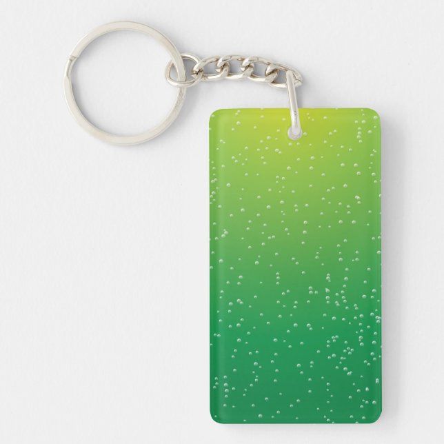 Lime Soda with Tiny Bubbles Background Art Keychain (Front)
