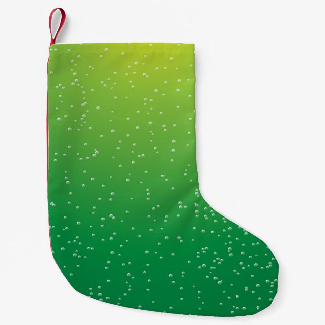 Lime Soda with Tiny Bubbles Background Art Small Christmas Stocking (Front)