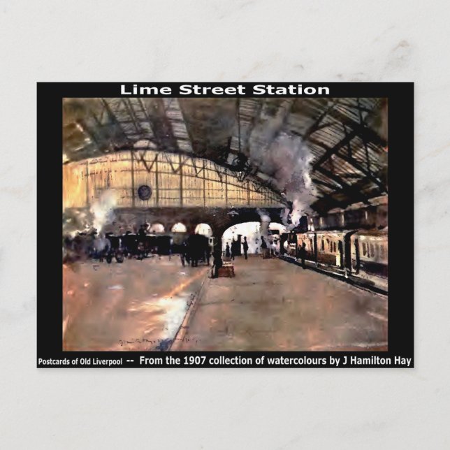 Lime Street Station, Liverpool. Postcard (Front)