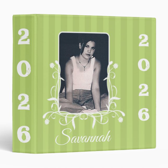Lime Striped Senior Year Planner Your Senior Photo Binder (Front/Spine)