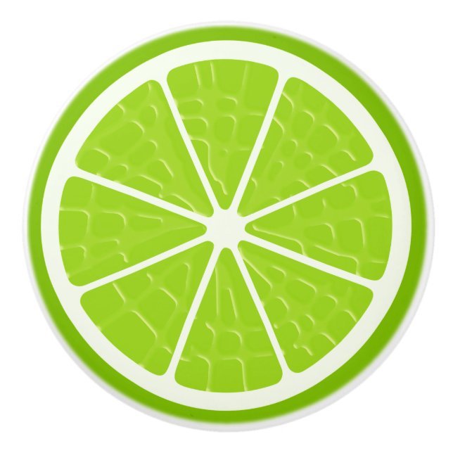 Lime Stylized Fruit Slice Ceramic Knob (Front)