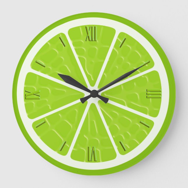Lime Stylized Fruit Slice Large Clock (Front)