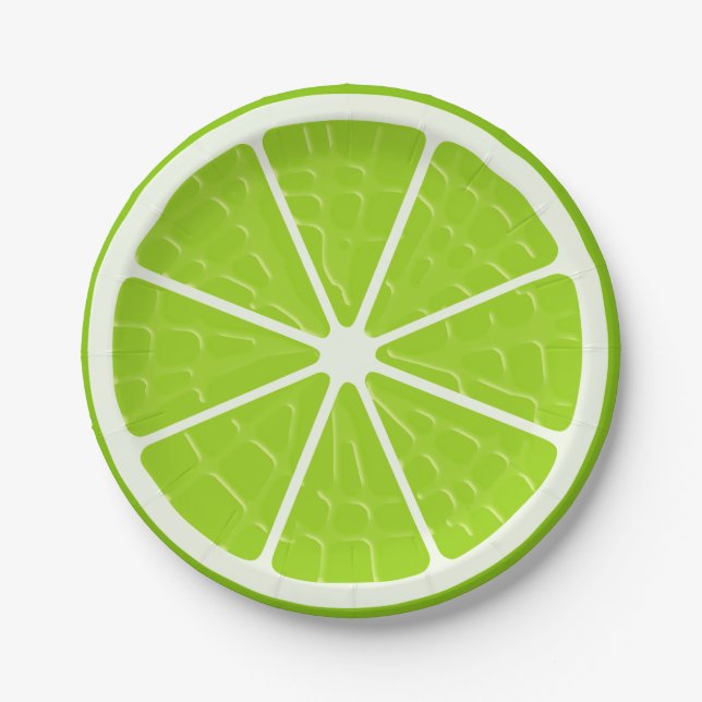 Lime Stylized Fruit Slice Paper Plate (Front)