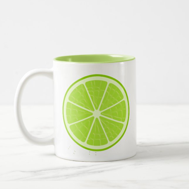 Lime Stylized Fruit Slice Two-Tone Coffee Mug (Left)