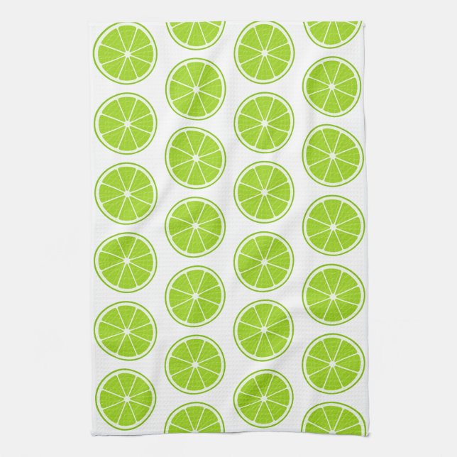 Lime Stylized Fruit Slices Kitchen Towel (Vertical)
