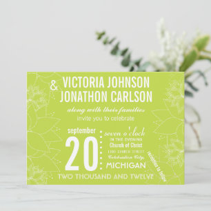 Lime Succulent ModernTypography Wedding Invitation
