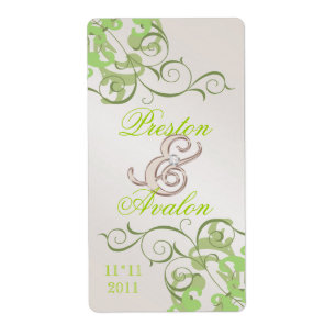 Lime Swirl Champagne Jewelled Wine Label