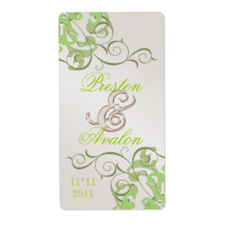 Lime Swirl Champagne Jewelled Wine Label