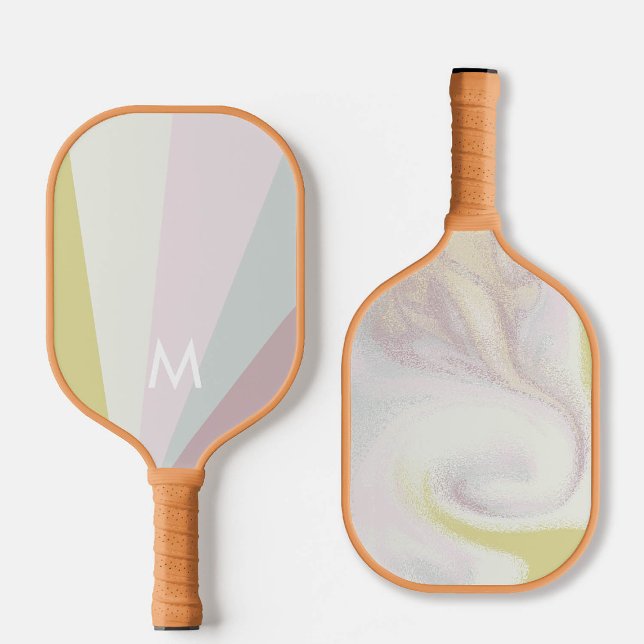 Lime Teal Sorbet Monogram Modern Personalized Pickleball Paddle (personalized pickleball paddle monogram lime green mauve purple custom sports gift for her)