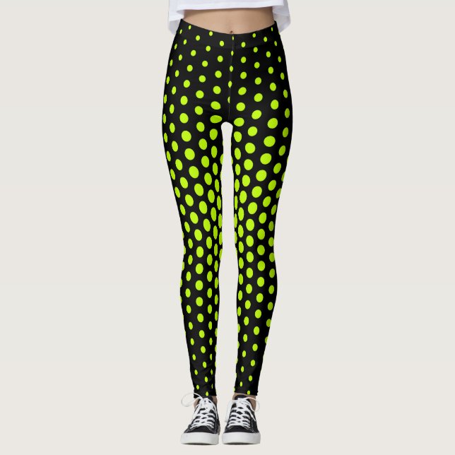 Lime Techno Dot Pattern Leggings (Front)