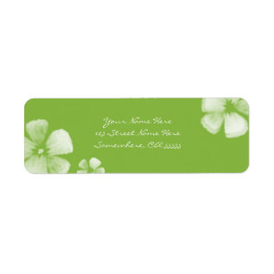 Lime Tropical Watercolor Flowers Address Labels