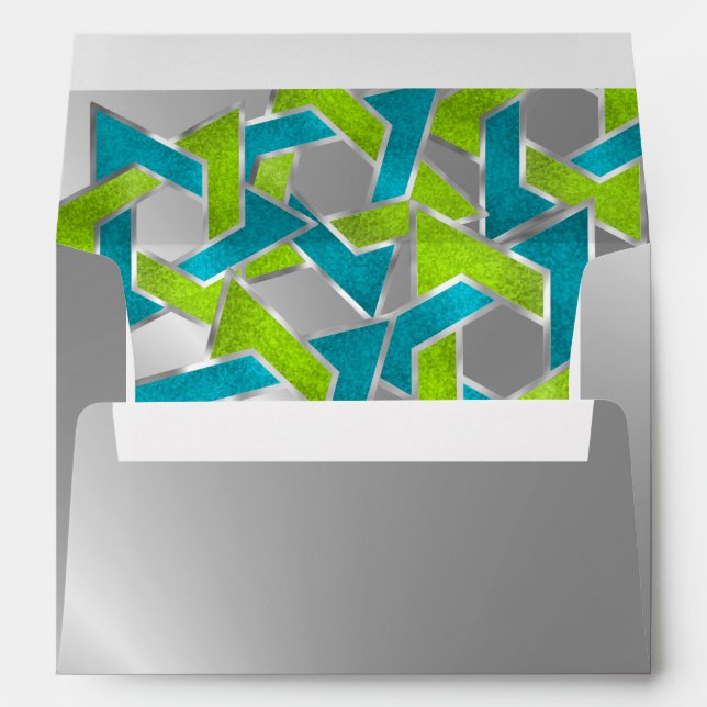 Lime Turquoise Star of David Silver Envelope (Back (Bottom))