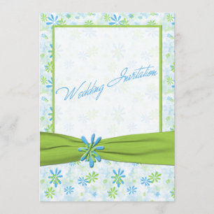 Lime vert et Faire-part de mariage floral bleu
