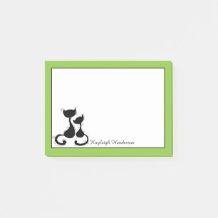 Lime White Black Cats Silhouette Personalized Post-it Notes