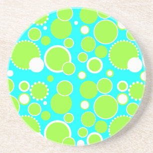 Lime & White Circles & Dots Coaster