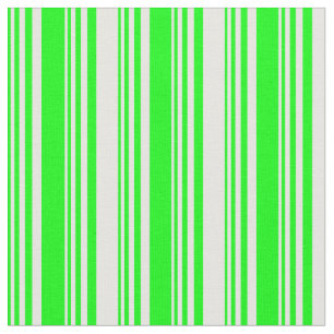 Lime & White Lines/Stripes Pattern Fabric