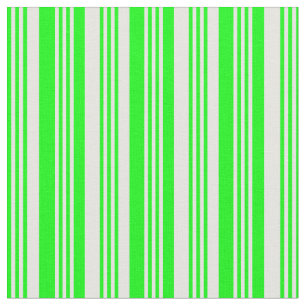 Lime & White Pattern of Stripes Fabric