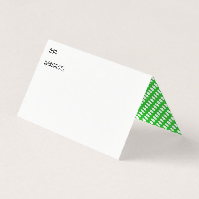 Lime & White Polka Dot Potluck Dish Recipe Cards (Front)