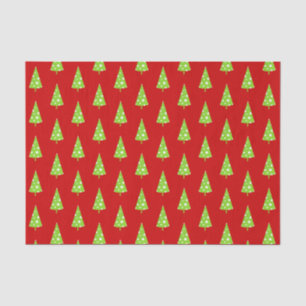 Lime White Polka Dots Christmas Tree Pattern Tissue Paper
