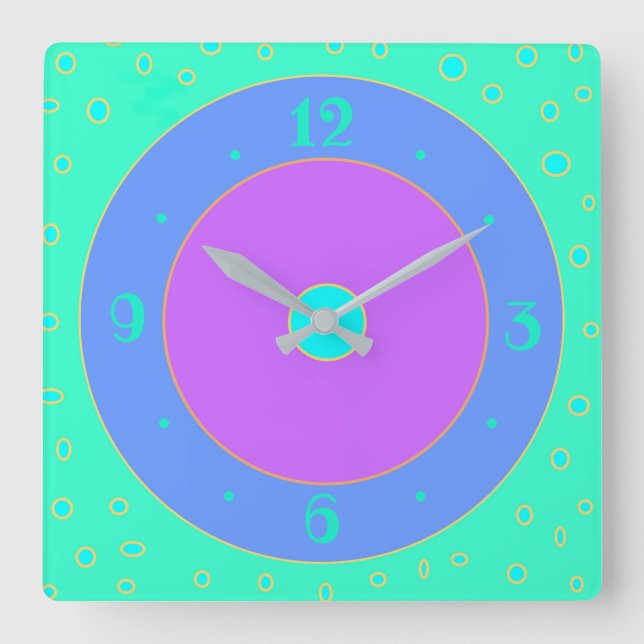 Lime with Blue /Mauve /Aqua/ Centre Clock (Front)