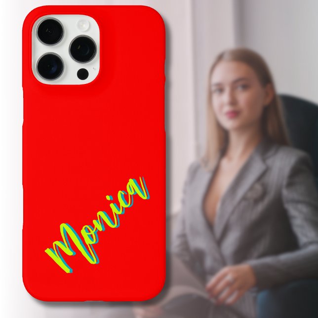 Lime Yellow 3D Azure Name | Funny Bright Red Case-Mate iPhone Case (Creator Uploaded)