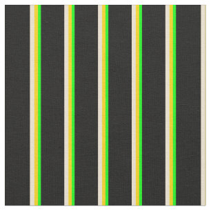 Lime, Yellow, Beige, and Black Pattern of Stripes Fabric
