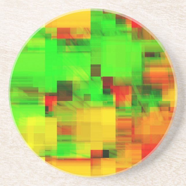 Lime Yellow Geometric Design Coaster (Front)