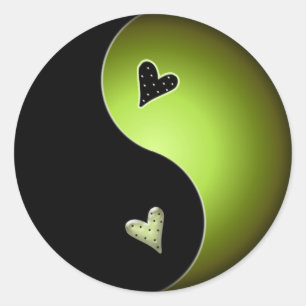lime yin yang classic round sticker