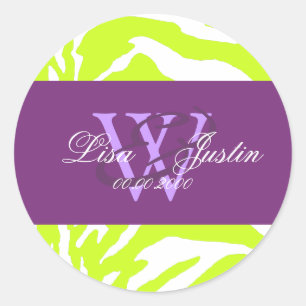 Lime zebra/monogram stickers
