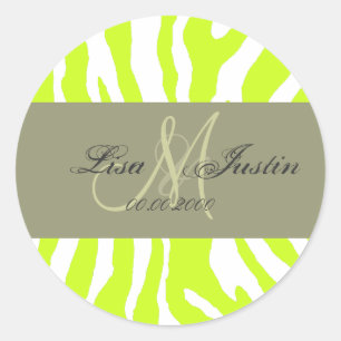 Lime zebra,  monogram stickers