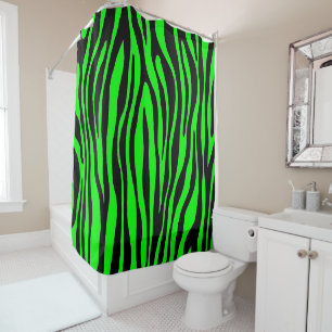 Lime Zebra Print Shower Curtain
