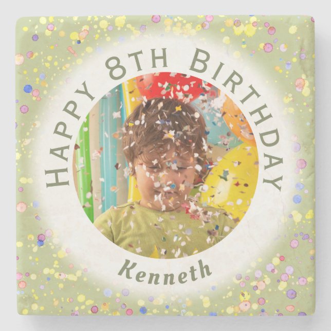 Limecream Personalized Kids' Birthday Custom Photo Stone Coaster (Front)