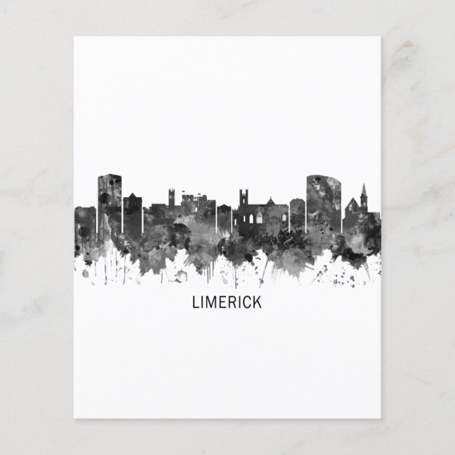 Limerick Ireland Skyline BW Flyer (Front)