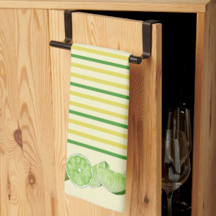 Limes and Yellow & Green Stripes   Kitchen Towel