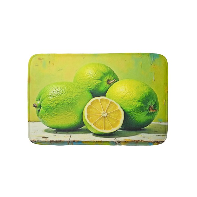 Limes' Bright Summer Pop Design Bath Mat (Front)