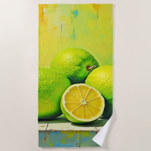 Limes' Bright Summer Pop Design Beach Towel