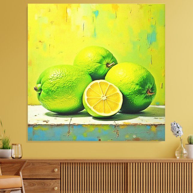 Limes' Bright Summer Pop Design Canvas Print (Insitu(LivingRoom))