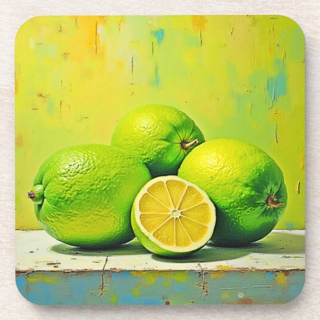 Limes' Bright Summer Pop Design Coaster (Front)