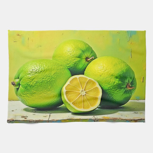 Limes' Bright Summer Pop Design Kitchen Towel (Horizontal)
