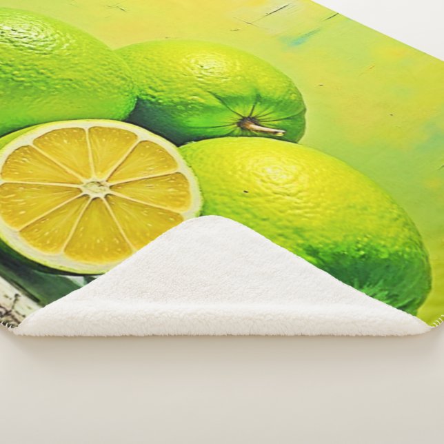 Limes' Bright Summer Pop Design Sherpa Blanket (3/4)